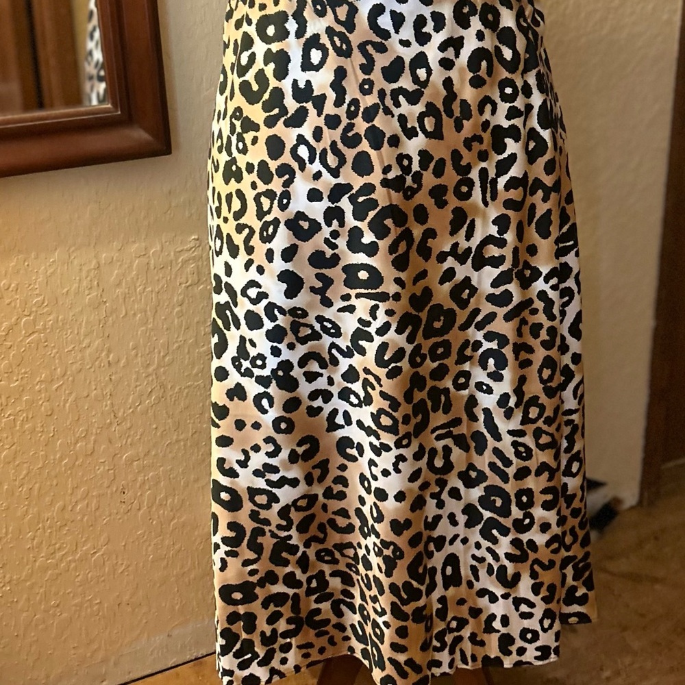 Stylish Animal Print Satin Midi Skirt Plus Size